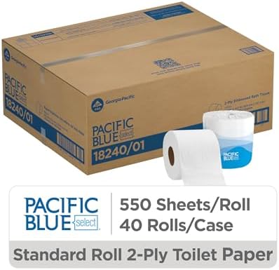 Pacific Blue Select 2-Ply Embossed Toilet Paper (previously Branded Preference), 18240/01, 550 Sheets Per Roll, 40 Rolls Per Case