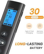 AVCOO 30 Modes TENS EMS Unit Compact Muscle Stimulator for Pain Relief of Back, Shoulder, Neck, Rechargeable & Portable Dual Channel EMS Muscle Stimulator with 30 Intensity Levels, 12 Electrode Pads