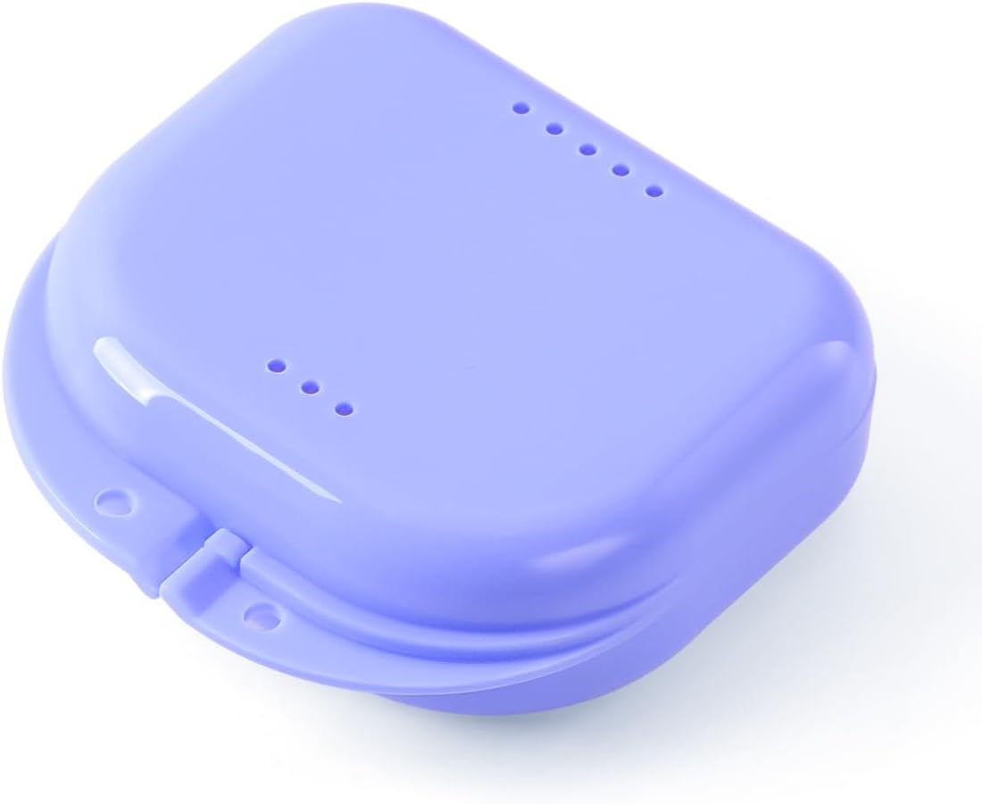 JMU Retainer Case with Vent Holes, Mouth Guard Case Dental Storage Container (Purple)