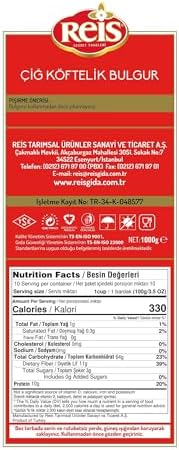 Reis Extra Fine Bulgur, Wheat Berries, Bulgur Wheat for Salads, Tabouleh & Meals, Turkish Grocery Foods, High Fiber & Protein Cereal, Whole Grain Bag, Non-GMO, Bulk, Vegan, Halal, 2.2 Lbs (1000g)