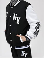 SOLY HUX Men's Varsity Jacket Color Block Letter Graphic Long Sleeve Baseball Jacket Bomber Coat