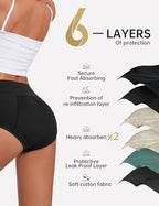 ALLBASE Women's Cotton Period underwear leakproof high absorbency 3 Pack Regular & Plus Size