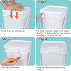 ASEVAT White 1 Gallon Bucket with Lid, Square Food Grade Storage Containers with Lids, Pail Container with Handle, Bucket for Cleaning Heavy-Duty Extra Durable BPA Free