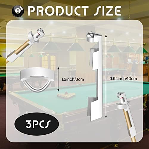 Funrous 3 Pieces Billiard Cue Clamp Pool Sticks Tip Clamp Stainless Steel Cue Stick Tip Repair Kit for Billiard Table Tips Replacement kit Accessories