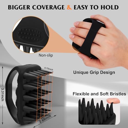 YEALIR Beard Scrubber & Hook - Silicone Beard Brush for Deep Cleaning and Exfoliation, Helps Reduce Dandruff & Itching, Non-Slip Handle & Soft Durable Longer Bristles