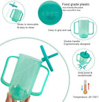 VOPHIA Drinking Beaker Cup for Disabled Adults, Convalescent No Spill Feeding Cup with Straw for Elderly Maternity Drink Water Porridge Soup 350ml (Blue-2)