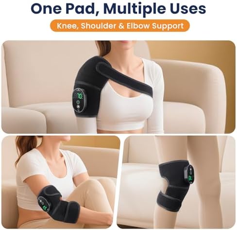 Cordless Heated Knee Brace, Knee Heating Pad for Pain Relief, Heating Pad for Knee Pain Relief, Knee Brace for Knee Pain, 3000mAh Battery Operated Knee Wrap, 6 Heat Levels, 4 Timers, Black