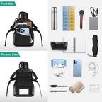FINPAC Crutch Accessories Bag, Water-Resistant Storage Organizer Tote Bag with Drink Holder and Zipper Pouch for Crutches, Underarm Crutches Attachment, Black