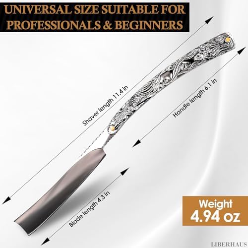Professional Mens Straight Razor – 11.4" Barber Straight Razors for Men with Pre-Sharpened Carbon Steel Blade – Rust-Resistant & Easy to Clean Shaving Knife for Men, Ergonomic Handle & Durable Build