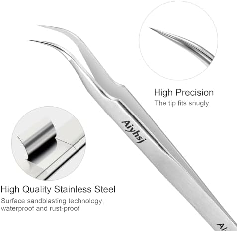 Precision Tweezer, Upgraded Professional Fine Tip curved, High-end Stainless Steel Tweezers for Craft, Electronics, Soldering, Eyelash Extensions, Laboratory Work, Jewelry-Making