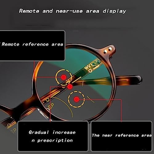SFIVE Progressive MultiFocal Reading Glasses, Retro Round Readers Glasses Tortoiseshell, Resin Lenses Reading Glasses Unisex (Color : Black, Size : +2.5)