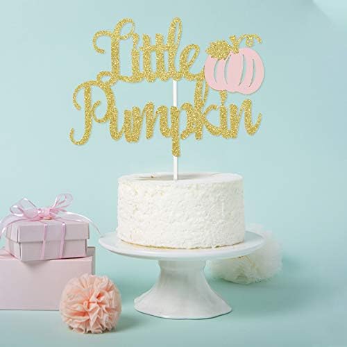 Little Pumpkin Cake Topper Gold and Pink Little Pumpkin Baby Shower Cake Topper for Little Pumpkin 1st Birthday Baby Shower Cake Supplies