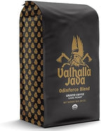 Death Wish Coffee, Valhalla Java Dark Roast Grounds - Extra Kick of Caffeine - 5 Lb. - Bold & Intense Blend of Arabica Robusta - USDA Organic - Strong Coffee for Morning Boost