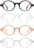 JM Set of 4 Retro Round Reading Glasses Spring Hinge Readers Men Women Glasses for Reading 4 Pack Mix
