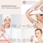 5 in 1 Electric Shaver for Women,Epilators Hair Removal for Women's Body, Electric Razor for Women Legs Public Area Bikini Trimmer, Face Scrubber, Facial Cleaning Brush Dry Wet Gift Set (Pink)