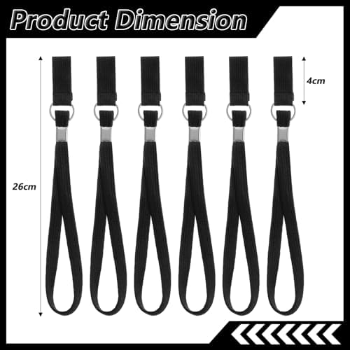 6PCS Walking Stick Wrist Straps, Black Adjustable Wrist Strap Lanyard, Walking Stick Wrist Straps, Elderly Crutches Accessories for Foldable Walking Stick Standing Canes Single Tip Trekking Pole