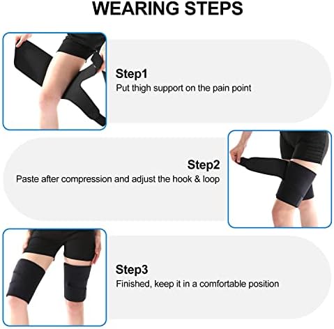 supregear Thigh Wraps Support, Adjustable Compression Neoprene Thigh Sleeve Hamstring Quad Wrap Upper Leg Brace for Women Men Pulled Groin Muscle, Quadriceps, Black, XL
