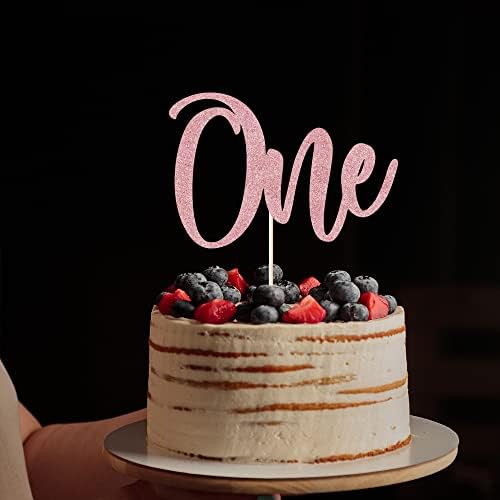 One Cake Topper for 1st Boy and Girl Birthday Decoration，First Anniversary Party Cake decoration supplies（Rose Gold）