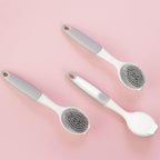 Dish Scrubber, Silicone Soft Bristles Scrub Brush with Scraper Tip, Comfortable Grip Brushes for Kitchen Sink, Pans, Pots, Skillet, Vegetable, Fruit, Potato Cleaning (White/Grey)