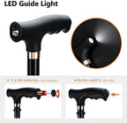 KAKICLAY Folding Walking Cane with LED Light for Women & Men - Foldable, Adjustable, Collapsible Lightweight Aluminum Walking Stick for Seniors & Adults