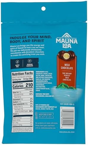 Mauna Loa Premium Chocolate Covered Macadamia Nuts, Milk Chocolate, 4 Oz Bag (Pack of 1)