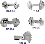 5Pcs Stainless Steel Radius Gauge, Portable Concave Convex External Internal Arc Measuring Tool Radius Fillet Gauge Set R0.3-1.5mm/ R1-6.5mm/ R7-14.5mm/ R15-25mm/ R25-50mm