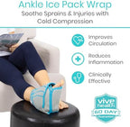 Vive Compression Ankle Ice Pack Wrap for Foot Pain Relief - Soft Cold Brace for Recovering Injuries - Support for Swelling, Sprains, & Fractures - Filled with Reusable Gel, Fits Small & Large Feet