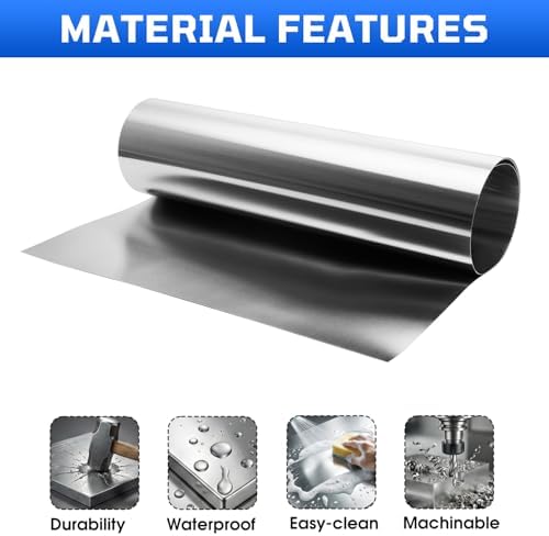 430 Stainless Steel Foil Roll, 0.1mm x 300mm x 1M Stainless Steel Sheet, Metal Foil for Crafts, Electronic Equipment, Industry Machinery, Hardware