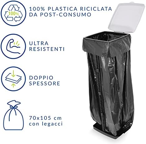 Professional Ultra Resistant Bag, 110 lt, Black, 5 Packs of 15 pieces