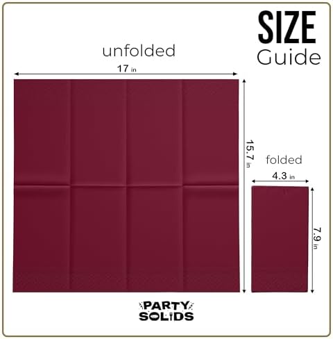 Burgundy Dinner Napkins Disposable 8" x 4" Folded - 40 Pcs 2 Ply Burgundy Napkins Disposable Paper Guest Towels for Bathrooms, Dinners, Everyday Parties & Party Supplies