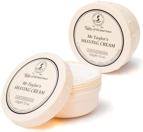 Taylor of Old Bond Street Mr Taylor Fragrance Shaving Cream Bowl 150g (2-Pack) – Rich Lather for Traditional Shaving