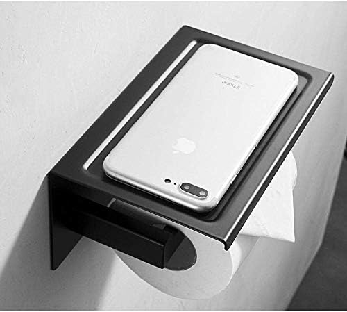 Toilet Paper Holder Roll Holder,Toilet Roll Holder with Phone Self,Stainless Steel Toilet Paper Holder,Bathroom Lavatory Paper Towel Dispenser/Sanding Finish Black