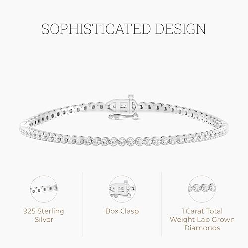 GILDED 1-3 Cttw Round Lab Grown Diamond Diamond Tennis Bracelets for Women | Sterling Silver Bracelet | Fine Jewelry for Her | Timeless Design | Gift Box Included