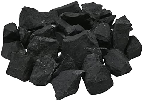 Amazing Gemstone Raw Shungite Stones Crystal Rock, Real Shungite Stones for Water Purification - 30-70mm Piedra Shungite Original (5 Pieces)