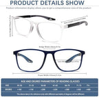 CLASAGA Progressive Multifocal Reading Glasses for Men Photochromic Gray Sunglasses Sports Style Blue Light Blocking Readers