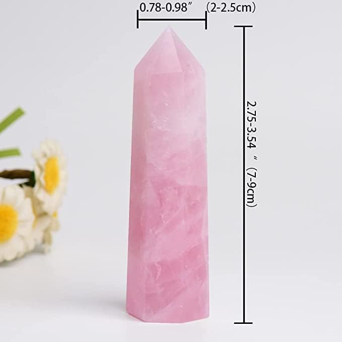 1PCS Rose Quartz Natural Crystal Towers 2.75-3.54" Healing Crystal Wand 6 Faceted Chakra Reiki Meditation Therapy
