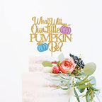 Glitter What Will Our Little Pumpkin Be Cake Topper - Baby Shower Cake Decorations - Boy or Girl, Gender Reveal Party Decorations