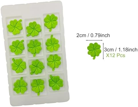 Edible 12pcs GrassGreen Shamrock Sugar cake decorations, cupcake toppers, perfect Clover Icing Cookies decro for St. Patrick's Day Birthday Halloween Thanksgiving Christmas party Team Dinner