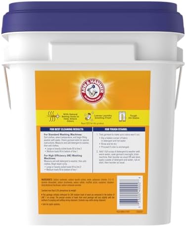Arm & Hammer Powder Laundry Detergent, Professional Soap for Washing Clothes, 290 Loads, Free and Clear, Bulk 18lb Pail