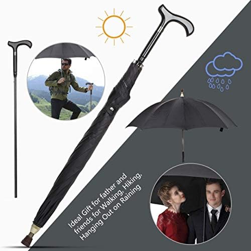 2-in-1 Walking Sticks Umbrella - Windbreak Ribs Walking Cane Umbrella Lightweight, Heavy-Duty Frame- Ideal Father's Gift for Climbing, Hiking, Hanging Out on Raining