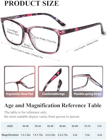 2 Pack Women's Reading Glasses, Blue Light Blocking Glasses-UV Ray & Glare Protection Computer Readers, Spring Hinge Eyewear with Fashion Pattern-Sturdy&Lightweight for women and ladies（1.75）
