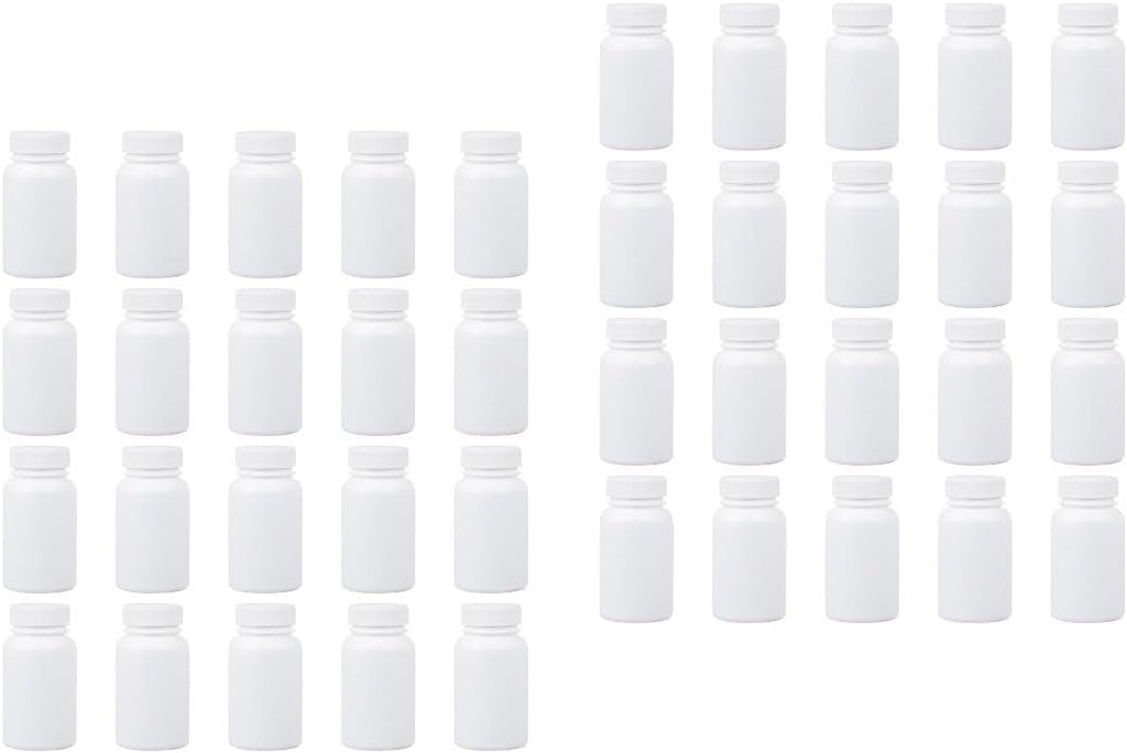 Healeved Small Pill Containers 40Pcs Empty Pill Bottle 50ML Moistproof Pill Holder Portable Pill Case Multipurpose Case for Pill Sample Bottles