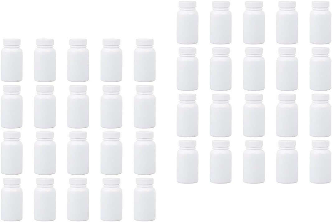 Healeved Small Pill Containers 40Pcs Empty Pill Bottle 50ML Moistproof Pill Holder Portable Pill Case Multipurpose Case for Pill Sample Bottles