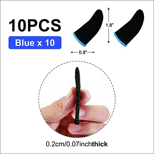 GENDA PUBG Mobile Phone Finger Sleeves for Gaming | Anti-Sweat Breathable Finger Sleeve for Gaming | Thumb Sleeves Mobile Gaming | Gamer Finger Gloves | Pack of 10 (Blue)