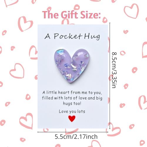 YOJO Pocket Hug Heart with Greeting Cards, Long Distance Relationship Gifts, Gifts for Boyfriend Girlfriend, I Love You Gift for Him Her (Purple)