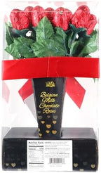 Chocolate Roses Valentine's Belgian Milk Chocolate Rose Bouquet, One Dozen Individually Wrapped Candy Flowers, Sweet Gift for Special Someone, 1.69 Ounces