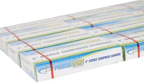 PrimaCare WB-7701-CS First Aid Sterile Compress Bandage for Wound Dressing, Medical Supplies Gauze Bandage Roll, 4" x 7", Pack of 12