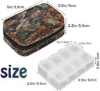 Forest Tree Camo Camouflage Pill Box Small Pill Travel Organizer 7 Day Weekly Medicine Pill Case Cute Compact Size Vitamin Container Pill Bottle Portable Pill Holder Bag with Zipper