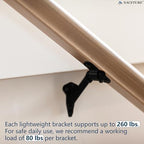 NACETURE Handrail Brackets for Stairs – 6 Pack Heavy-Duty 3-Inch Black Handrail Brackets for Stairs, Indoor/Outdoor Banister Support