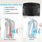 Lower Back Brace for Back Pain Relief, Breathable Lower Back Support for Women & Men, Adjustable Lumbar Support Belt with 7 Stays for Herniated Disc, Sciatica (Large, Black)